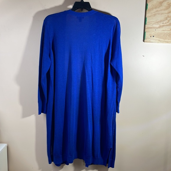 Halogen royal blue long open cardigan sweater w/ pockets - Picture 6 of 6